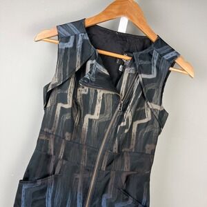 Hilton Hollis Sheath Dress & Jacket Womens‎ Size 0 Black Blue Tan Abstract